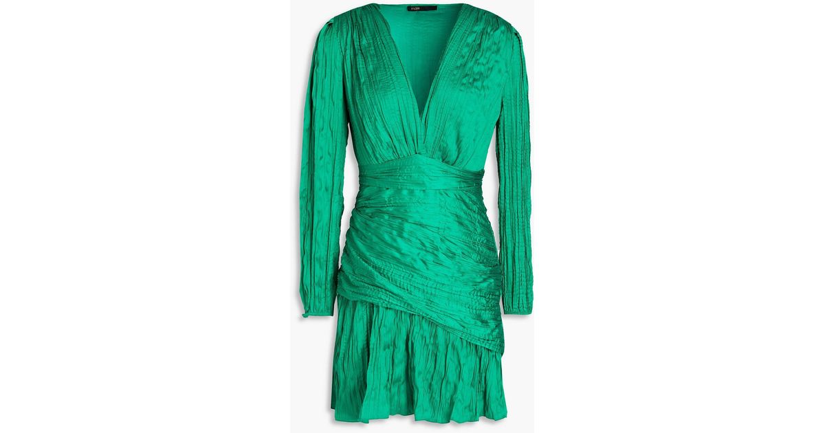 green emerald velvet dress Dark Green Velvet Deep V Neckline Flare Sleeves Dress