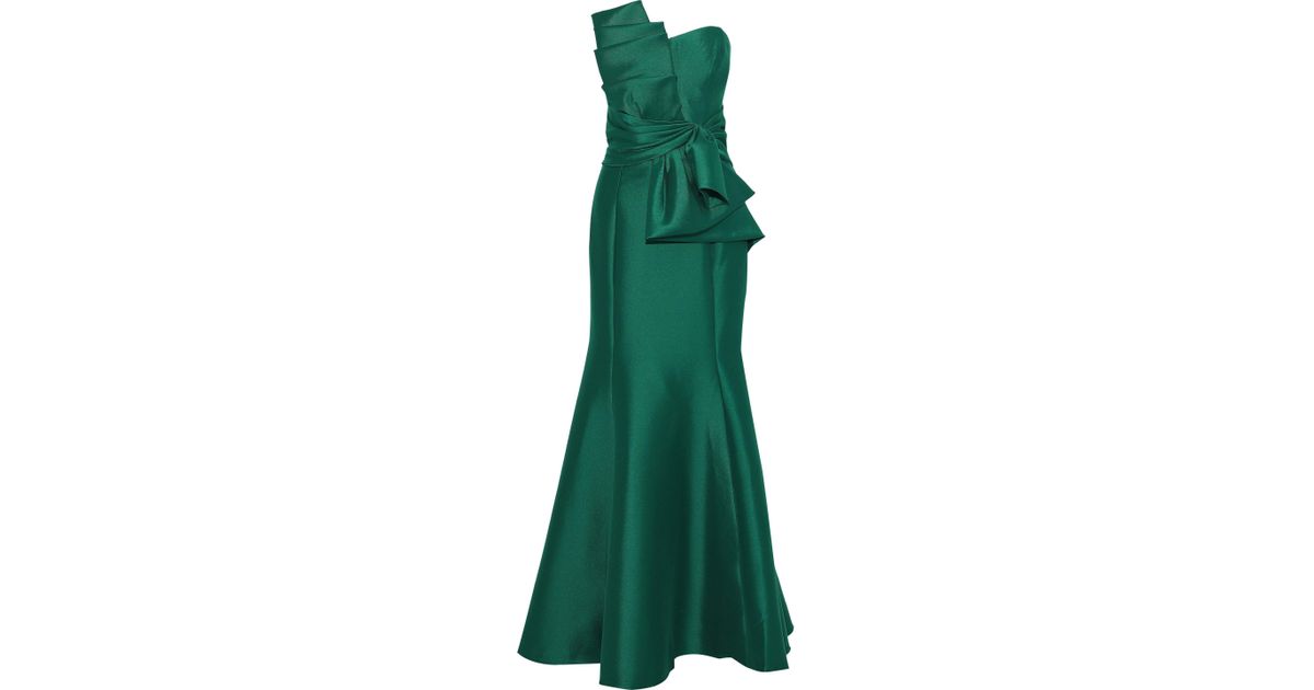 badgley mischka strapless bow front gown
