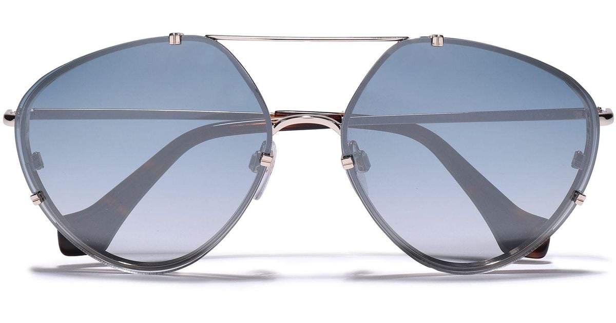 Balenciaga Aviatorstyle Silvertone And Acetate Sunglasses Silver in