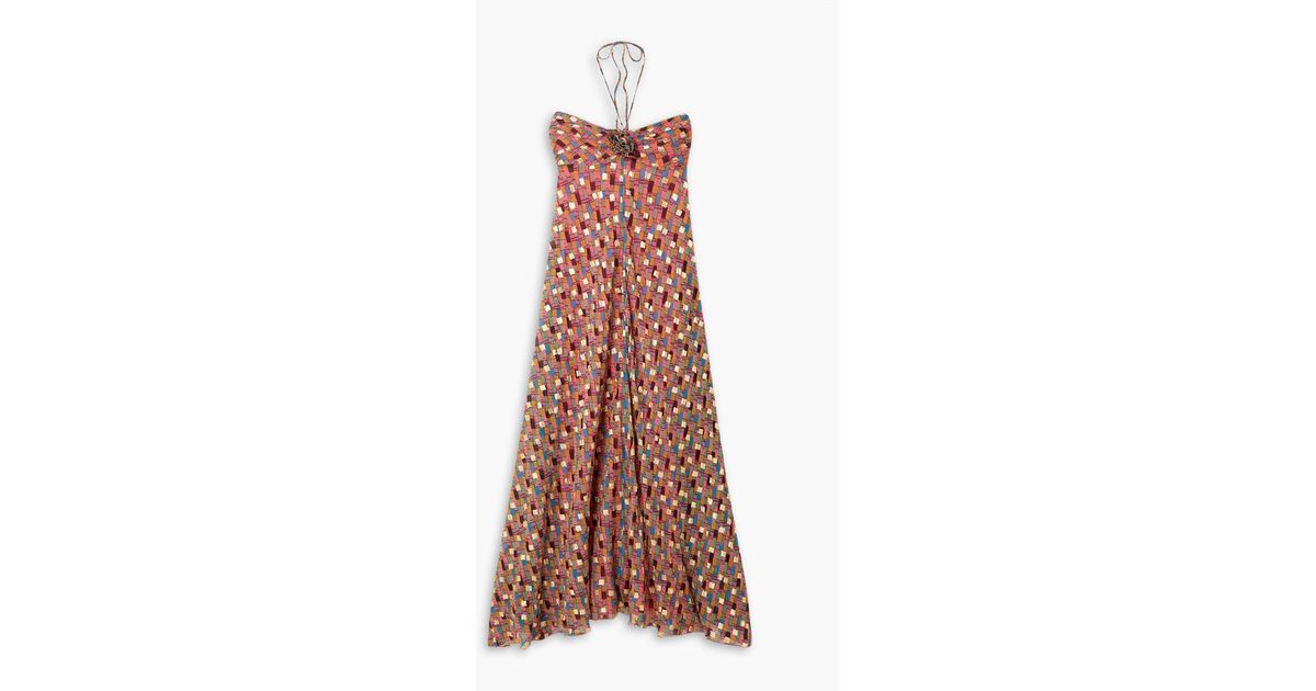 RIXO London Samira Printed Fil Coup Georgette Halterneck Maxi Dress in Red  | Lyst UK