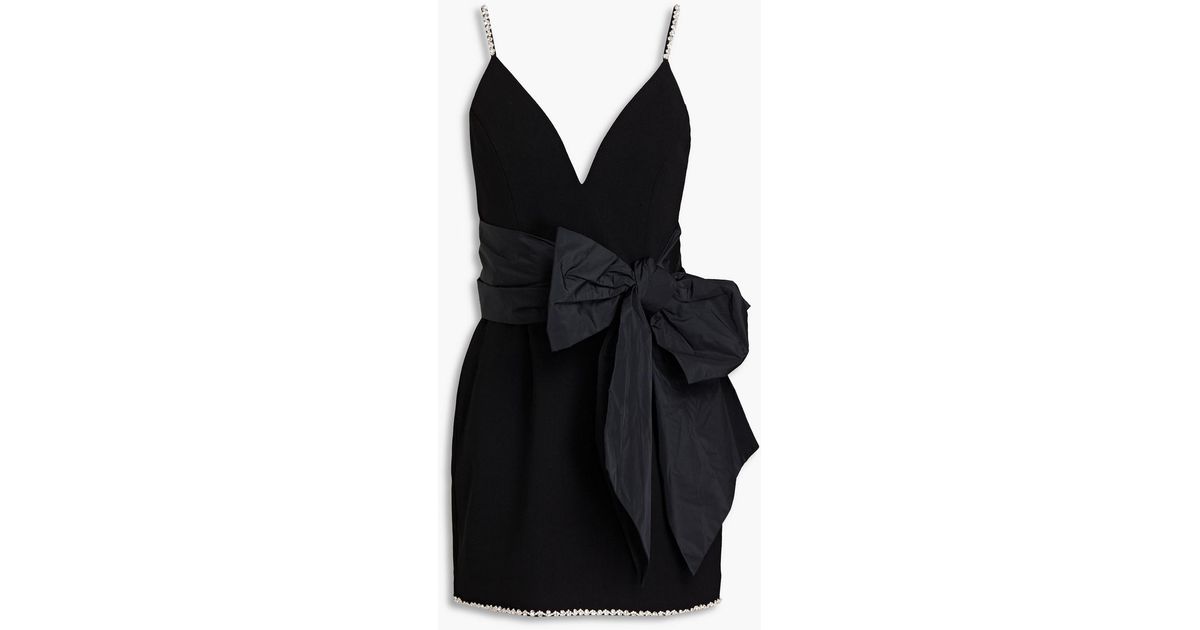Rebecca Vallance Amara Bow-embellished Crepe Mini Dress in Black | Lyst
