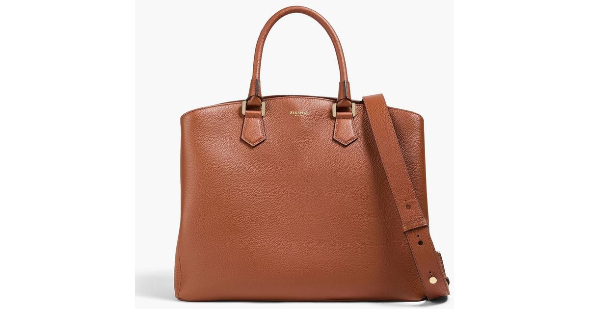 Serapian Luna Pebbled-Leather Tote in Brown | Lyst Australia