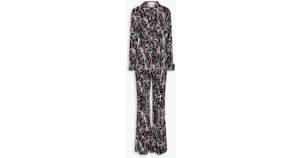 Diane von Furstenberg Michele Printed Stretch jersey Jumpsuit in Black Lyst UK