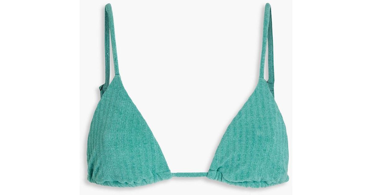Onia Alexa Ribbed Triangle Bikini Top in Green | Lyst