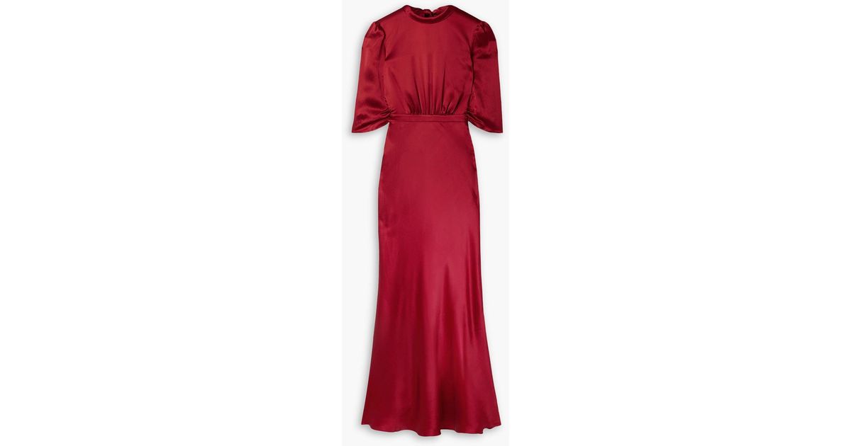 saloni burgundy dress Camille Velvet Embellished Bows Long Dress in Burgundy main image 0