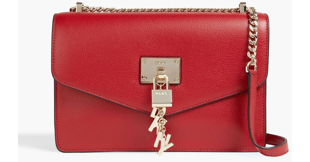 DKNY Elissa Large Embellished Leather Shoulder Bag in Red Lyst