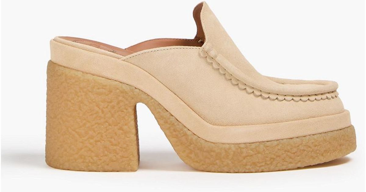 Chloé Jamie Suede Platform Mules in White Lyst Canada