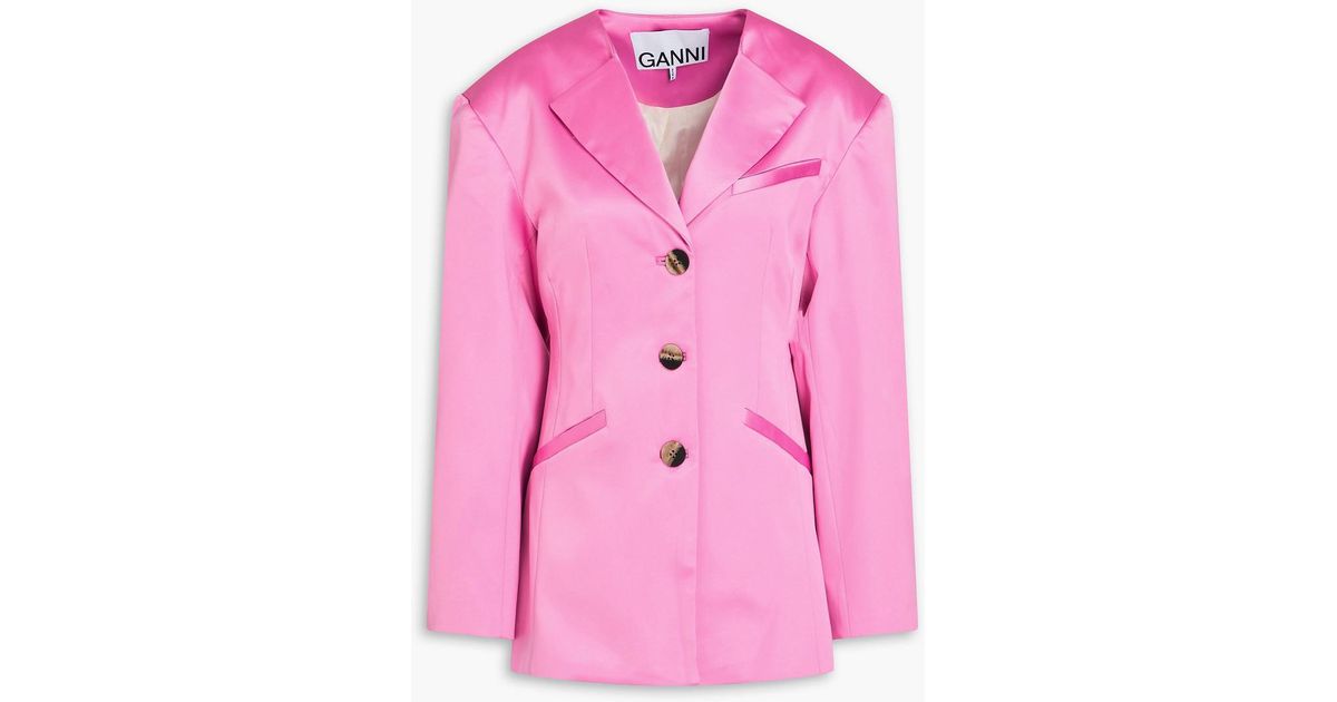 Ganni Satin Blazer in Pink Lyst Canada
