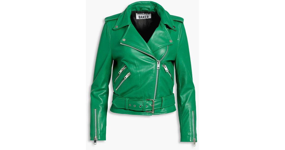 Walter Baker Allison Metallic Leather Biker Jacket in Green Lyst