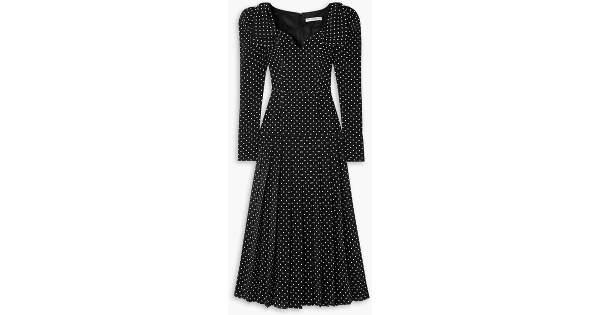 Alessandra Rich Bow-detailed Pleated Polka-dot Silk Midi Dress in Black | Lyst Alessandra Rich Bow-detailed Pleated Polka-dot Silk Midi Dress in Black | Lyst