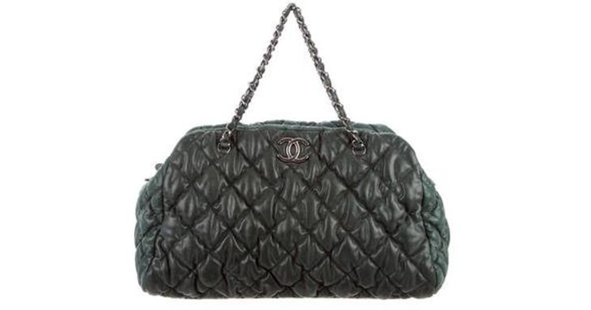 Lyst Chanel Bubble Quilt Bowler Bag Green In Metallic