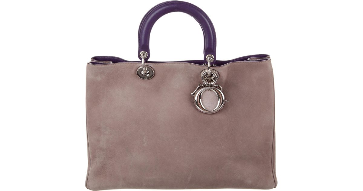 Lyst Dior Large Nubuck Diorissimo Bag Silver In Metallic
