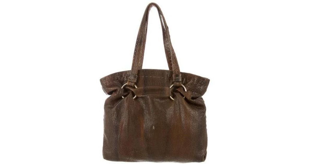 Lyst Henry Beguelin Distressed Leather Bag Brown In Metallic