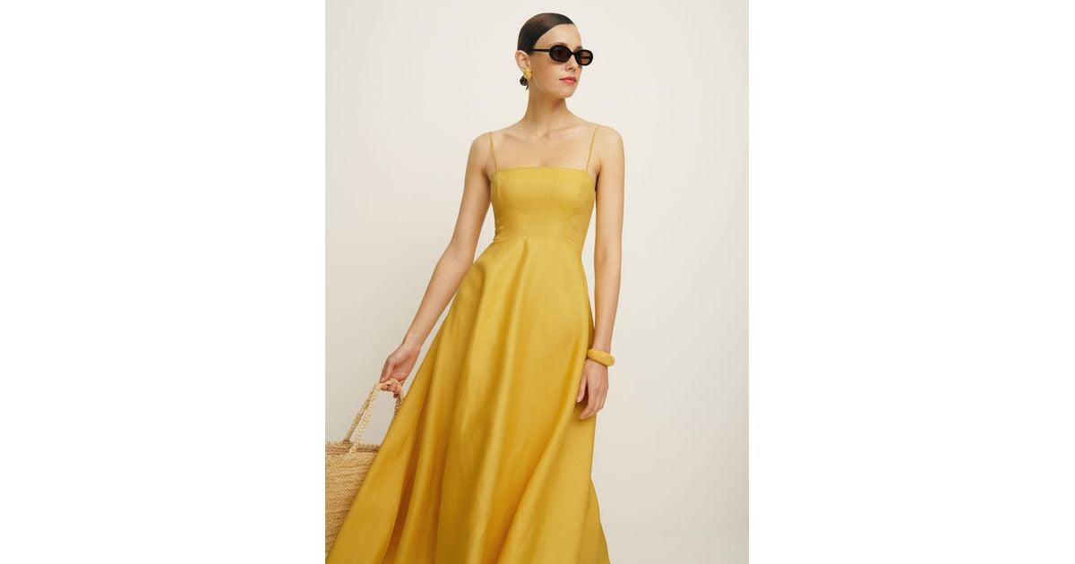 Reformation Monette Linen Dress in Yellow | Lyst