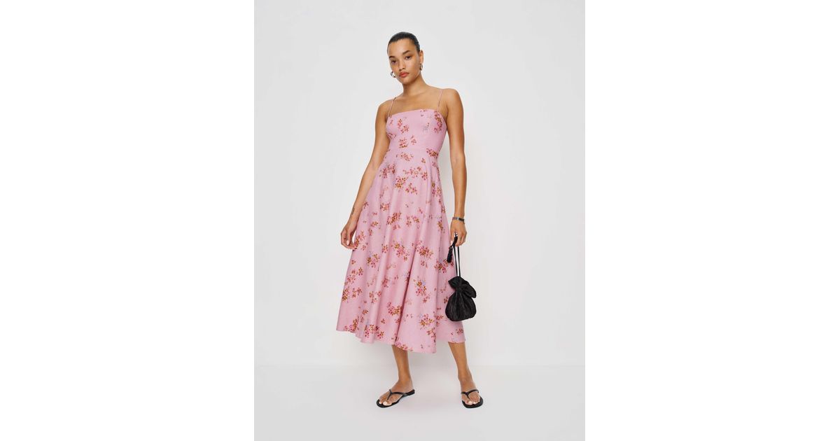 Reformation Monette Linen Dress 0 in Pink | Lyst Reformation Monette Linen Dress 0 in Pink | Lyst