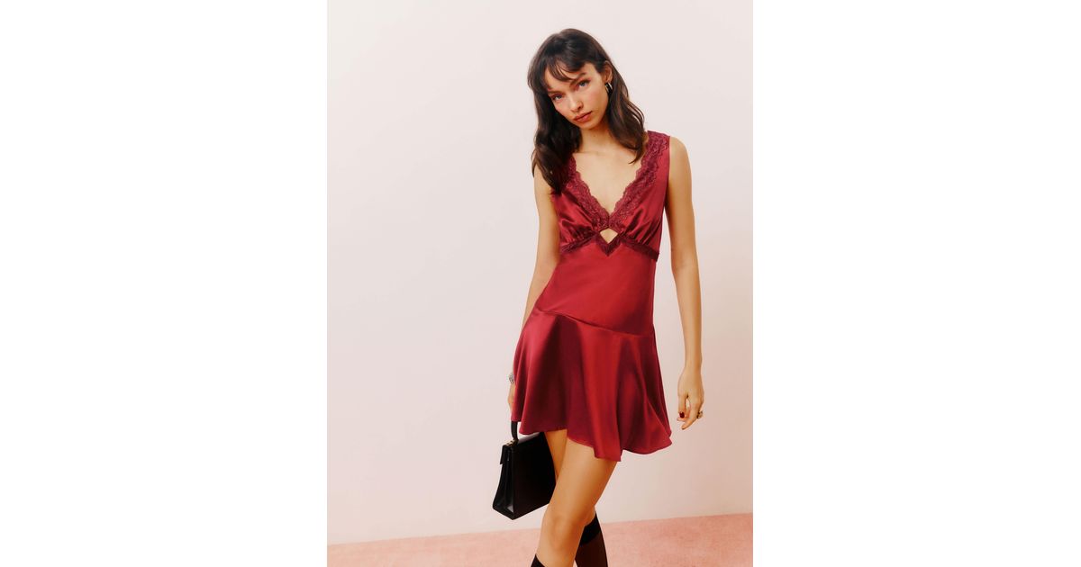 belva silk dress reformation Reformation Belva Silk Dress in Red