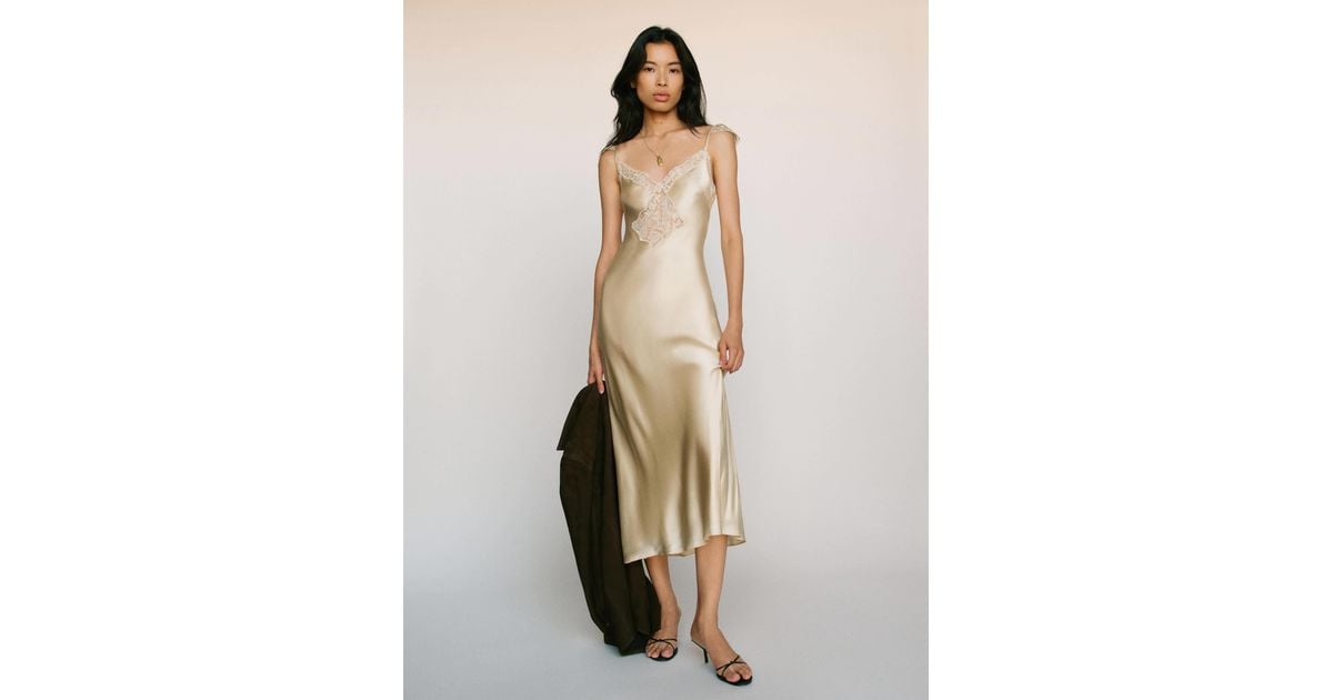 serafina silk dress reformation Reformation Serafina Silk Dress in Natural