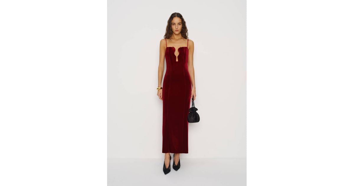Reformation Isa Knit Dress Velvet in Red | Lyst