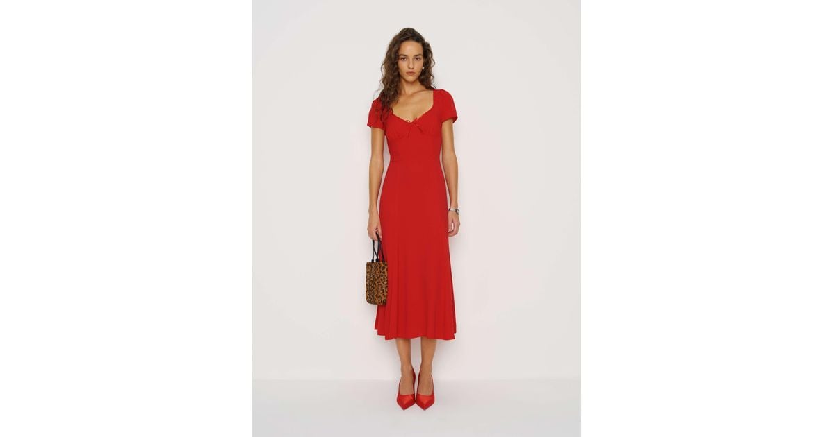 Reformation Afton Dress 0 in Red | Lyst Reformation Afton Dress 0 in Red | Lyst