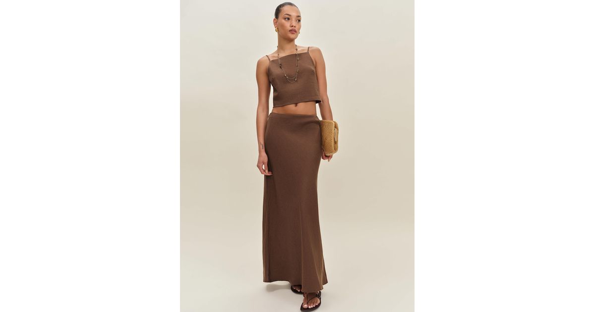 Reformation Bella Linen Skirt 0 in Natural | Lyst