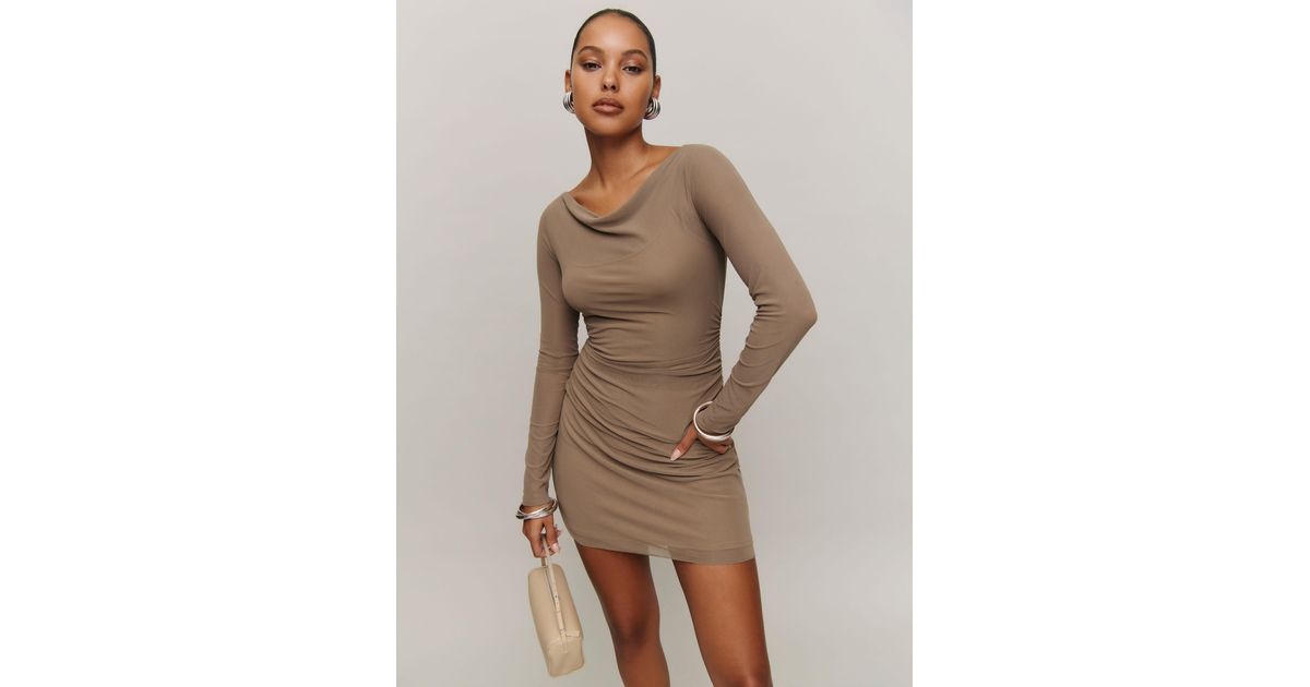 reformation reese knit dress in Natural Linen dress