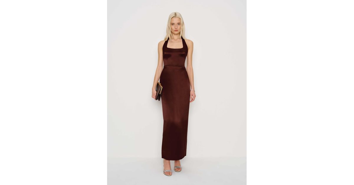 ivan silk dress reformation Reformation Ivan Silk Dress - Brown