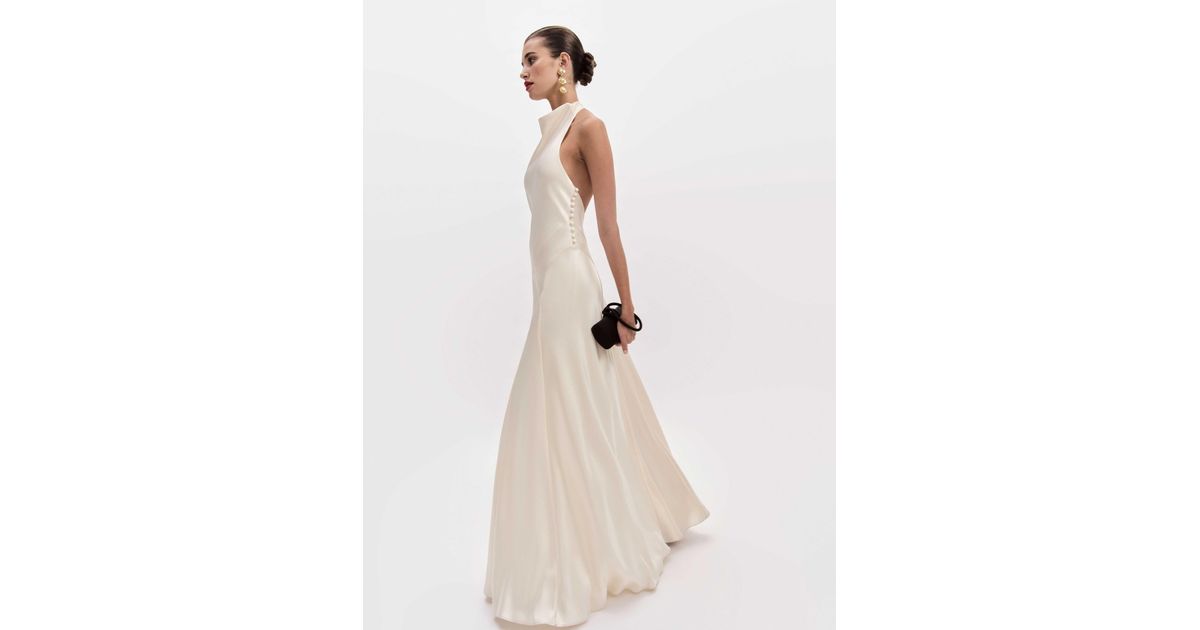 Reformation Roy Satin Dress 0 in Natural | Lyst