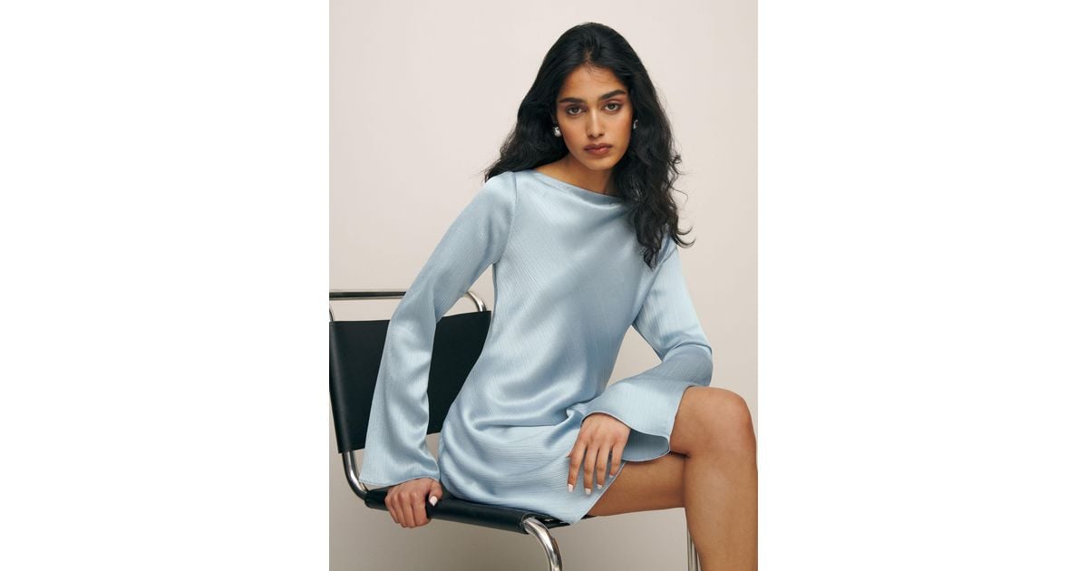 Reformation Pike Satin Dress in Blue | Lyst