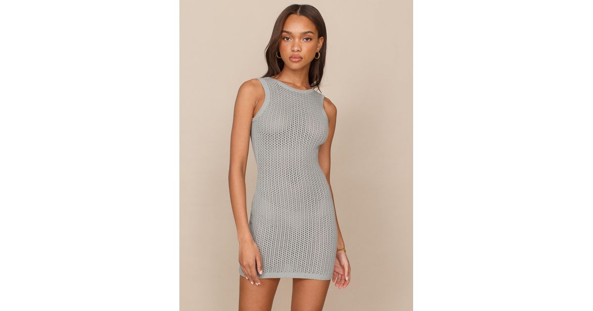Reformation Ravello Open Knit Dress in Gray Lyst