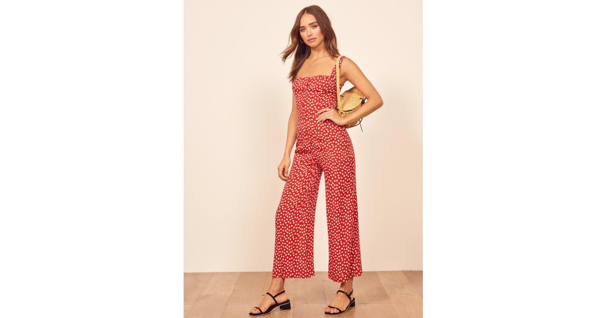 reformation red jumpsuit