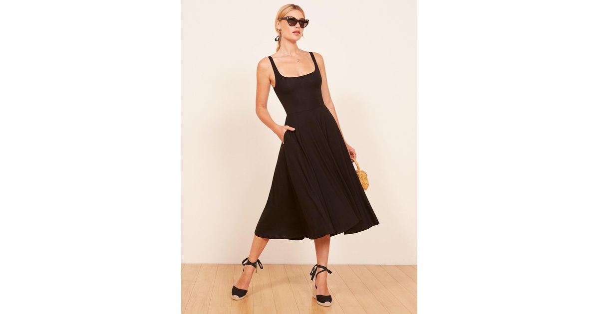 reformation rou midi fit & flare dress