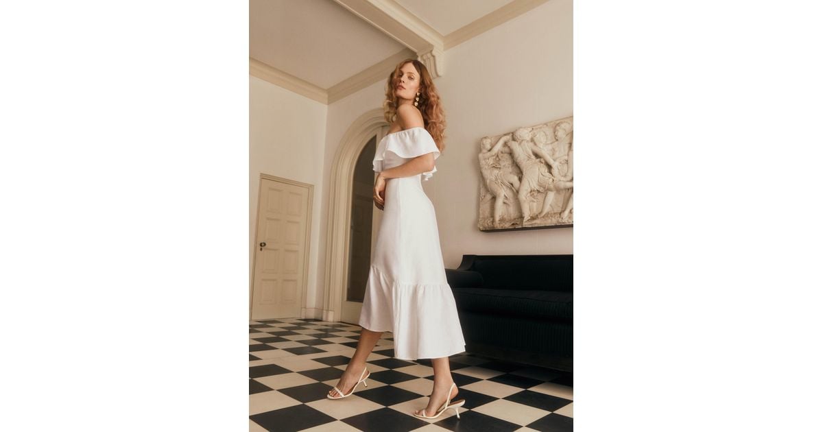 Reformation Baela Linen Dress in Natural | Lyst Reformation Baela Linen Dress in Natural | Lyst