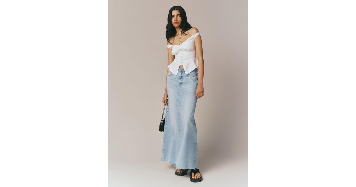Reformation Kass Maxi Denim Skirt in Blue | Lyst