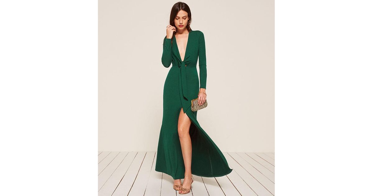 reformation emerald dress