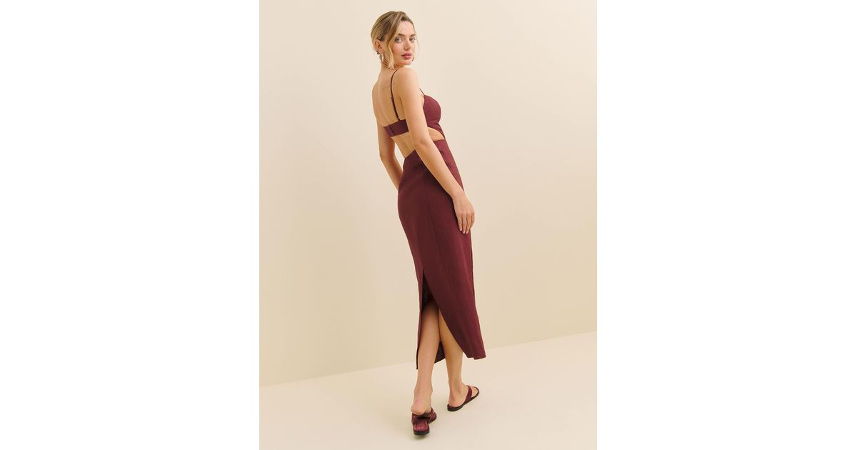 Reformation Asher Linen Dress in Brown | Lyst