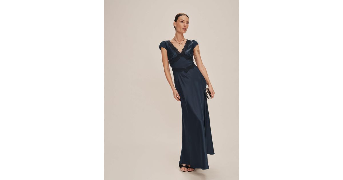 Reformation Noem Satin Dress in Blue Lyst