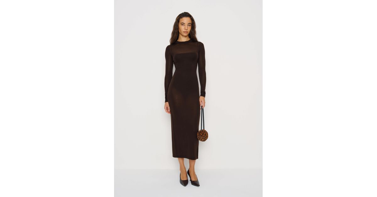 eva regenerative merino sheer sweater dress Reformation Merino Knit Midi Sweater Dress