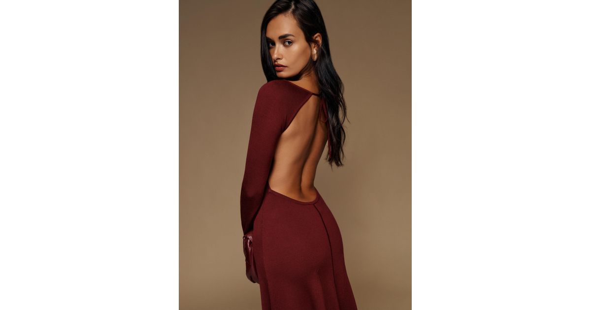Reformation Long-Sleeve Maxi Open-Back Sweater Dress in Brown | Lyst UK