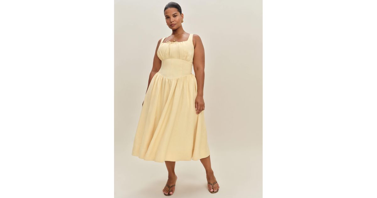 Reformation Balia Linen Dress Es 16 in Natural | Lyst