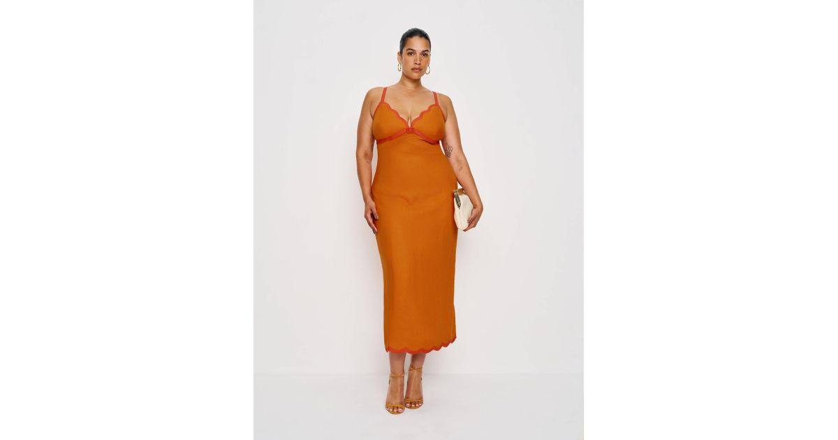 Reformation Sara Linen Dress Es 14 in Orange | Lyst