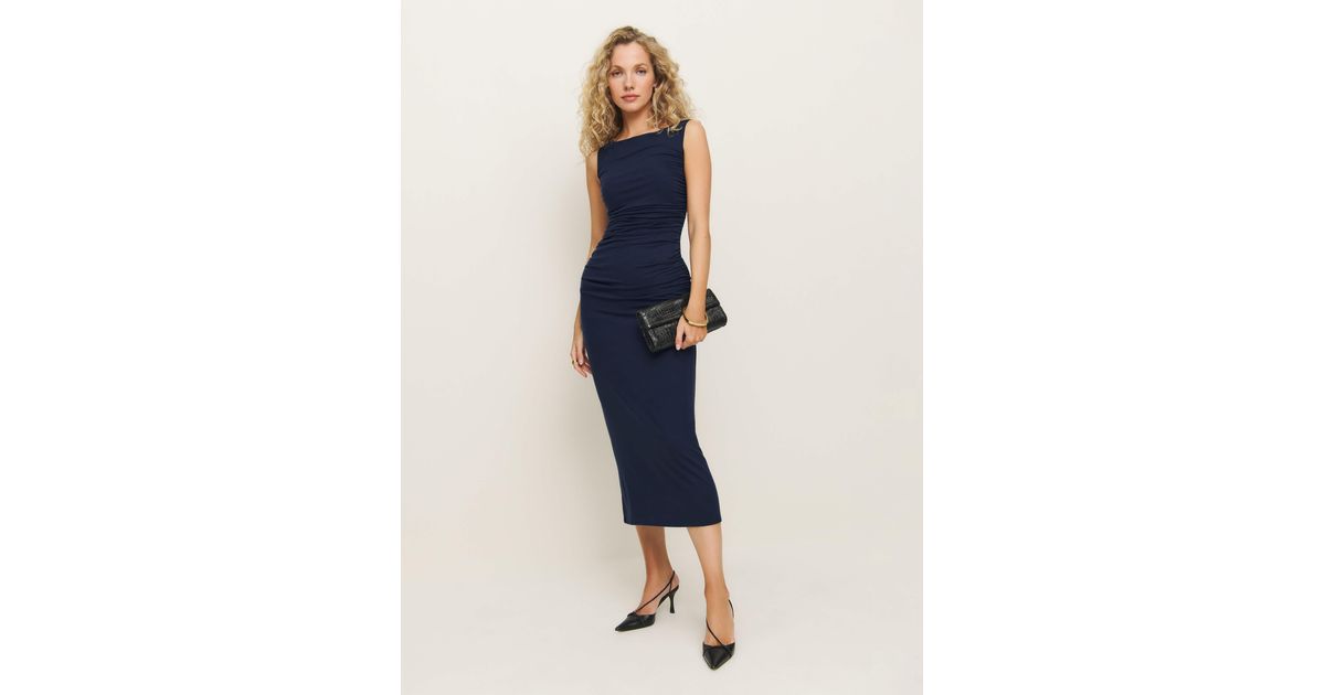 reformation benson knit dress in Blue notes-Preorder-Now-Arrives-Early-November