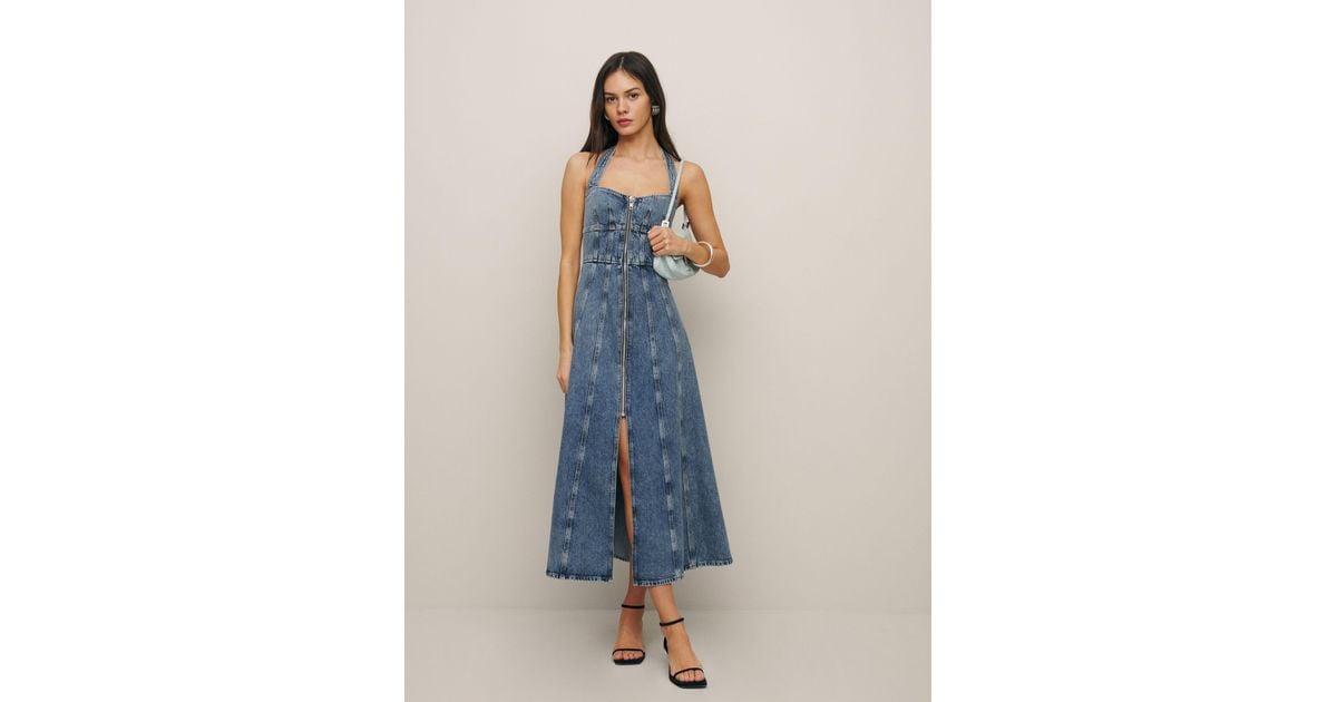 Reformation Lilah Denim Midi Dress in Blue Lyst