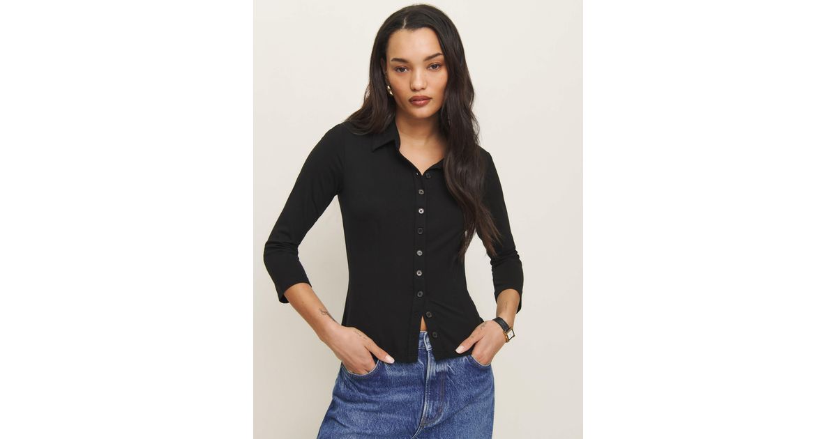 Reformation Margaret Knit Top in Black | Lyst