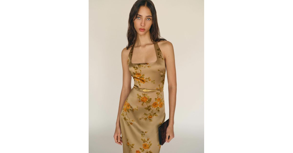 ivan silk dress reformation Reformation Ivan Silk Maxi Dress, Poet/Yellow/Multi