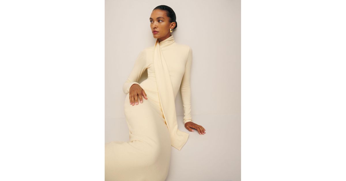 Reformation Azure Knit Dress in Natural | Lyst UK
