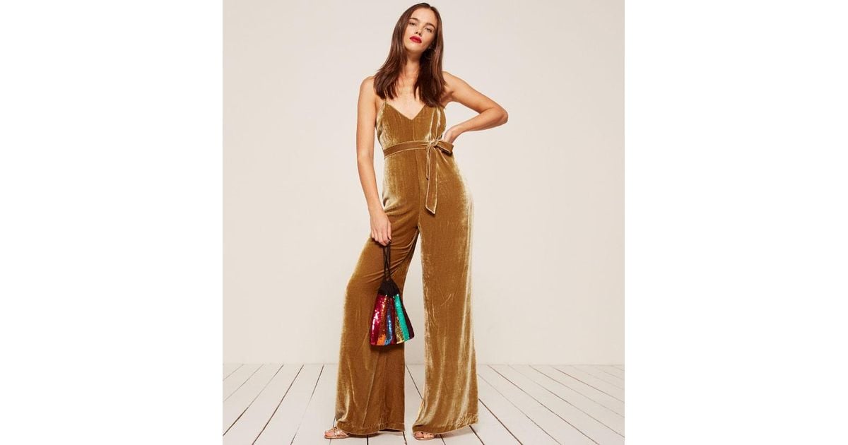 reformation gold jumpsuit