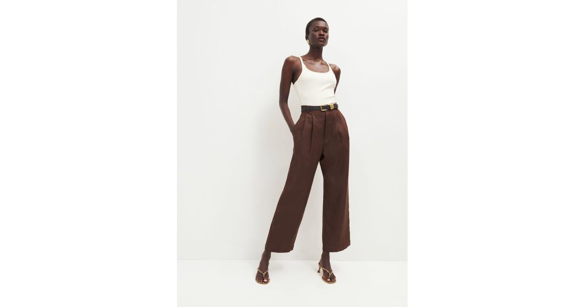 Reformation Mason Cropped Linen Pant in Natural | Lyst