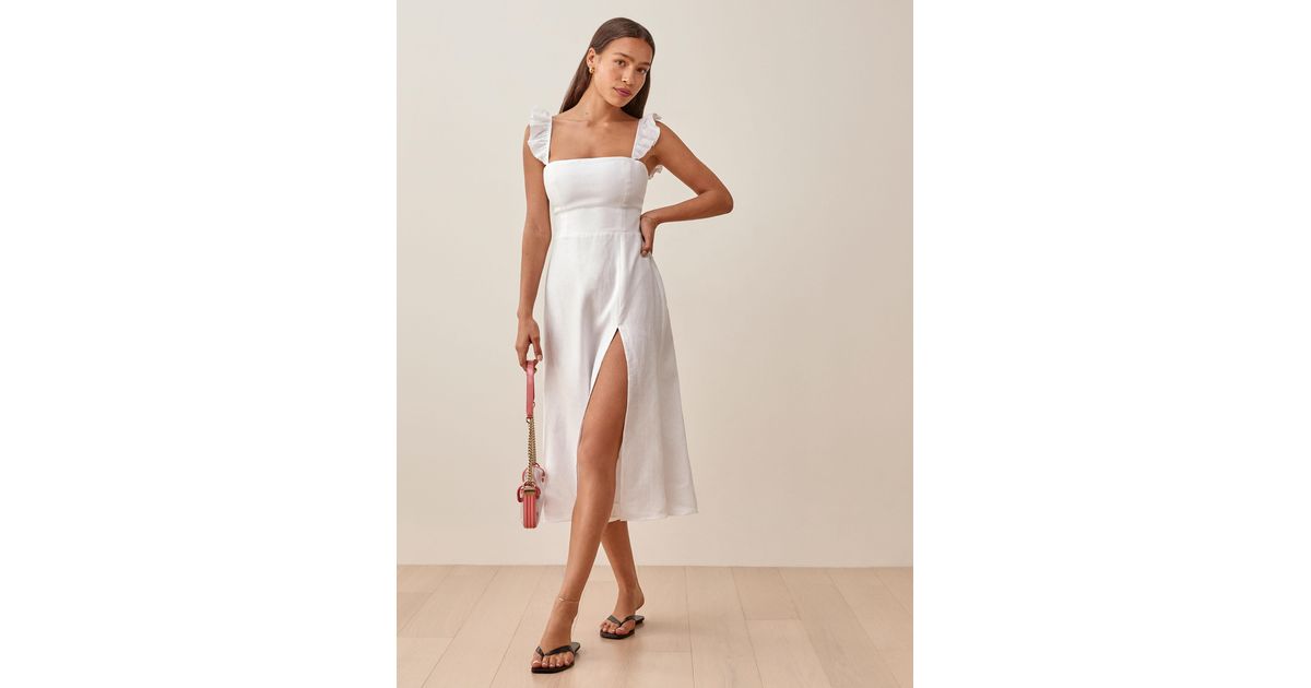 Reformation Spaulding Linen Dress in White Lyst