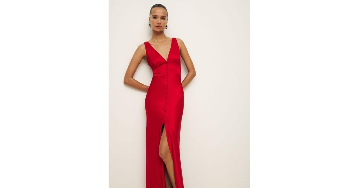 elena satin dress reformation Elana Linen Dress