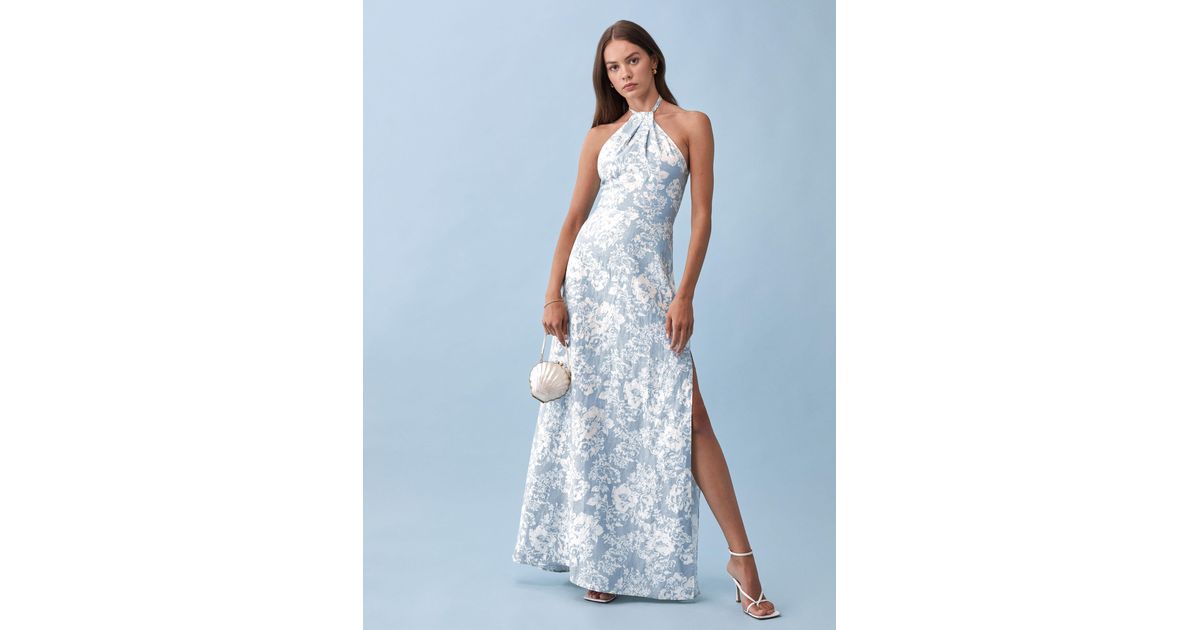 Reformation Elmer Linen Dress in Blue - Lyst